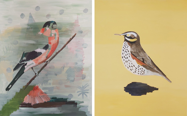 akrylmaleri med danske fugle